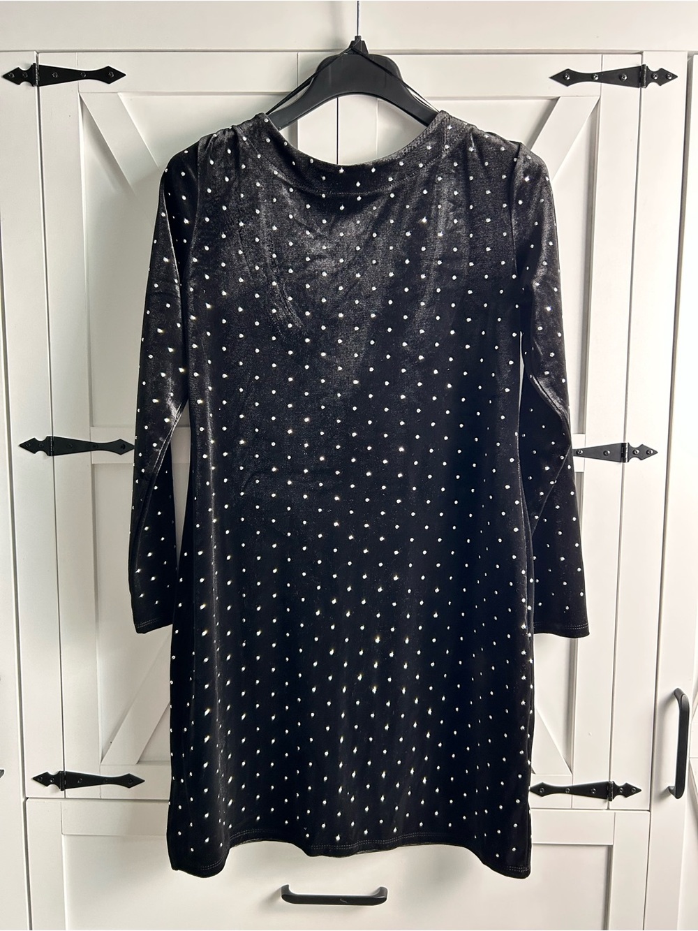 H&M Black Velvet Long-Sleeve Dress with Silver Studs